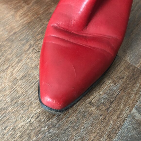 Vintage Arnold Churgin Red Leather Boots - Calf High Boots - Fits like US 8 - Picture 10 of 14